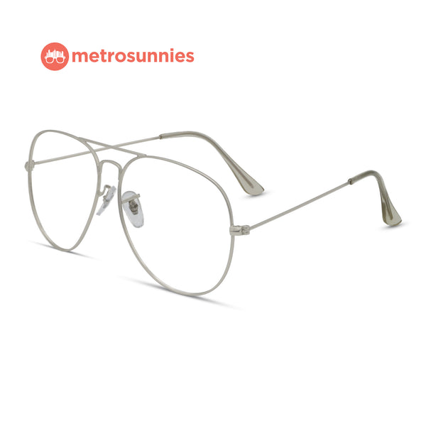 MetroSunnies Kennedy Specs (Silver) / Replaceable Lens / Eyeglasses for Men and Women