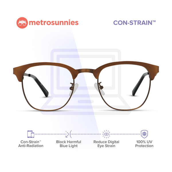 MetroSunnies King Specs (Bronze) / Con-Strain Blue Light / Anti-Radiation Computer Eyeglasses