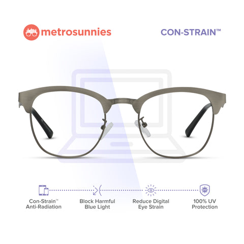 MetroSunnies King Specs (Gray) / Con-Strain Blue Light / Anti-Radiation Computer Eyeglasses