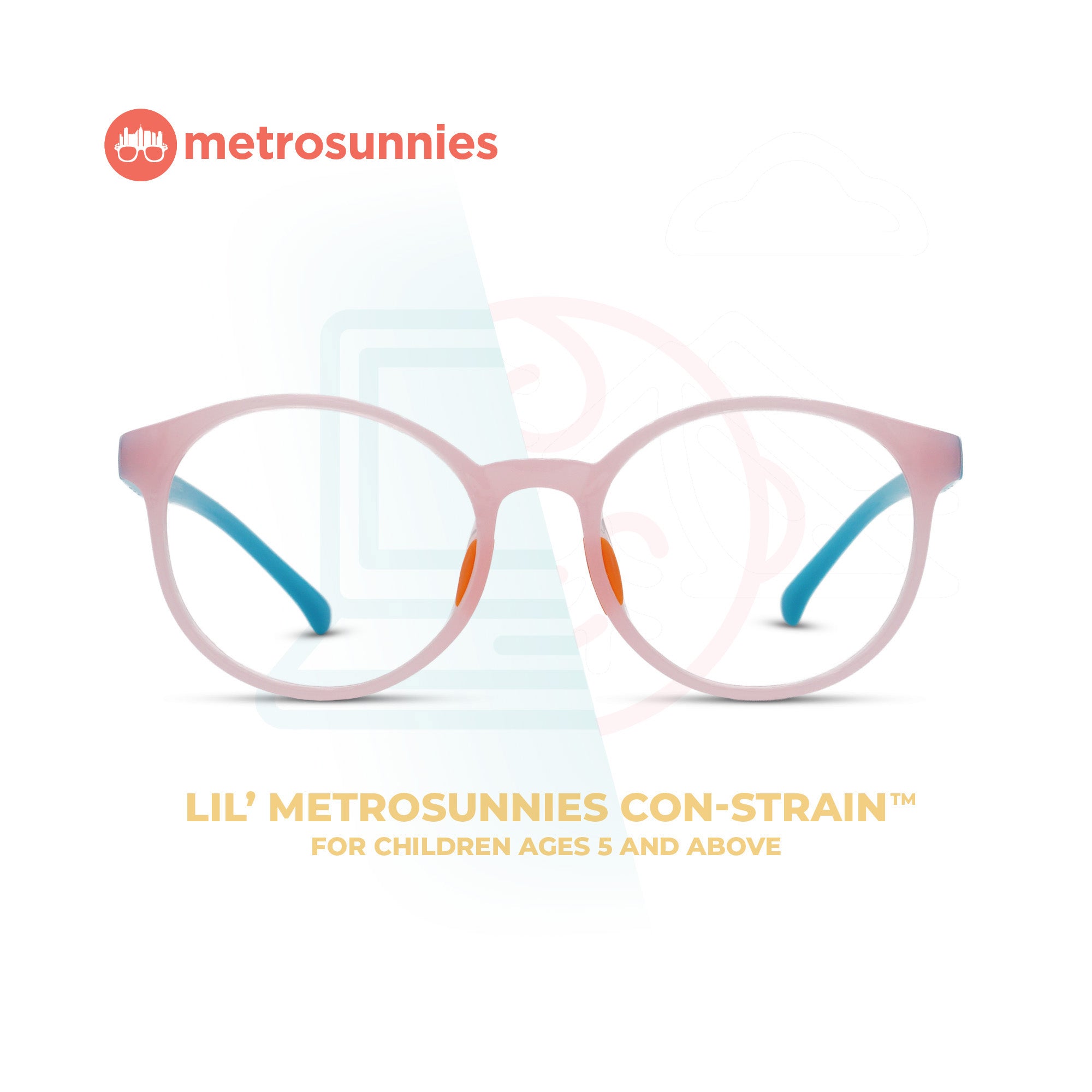 Lil' MetroSunnies Kyle Kid's Eyeglasses (Bubble Gum) / Con-Strain Blue Light / Anti-Radiation