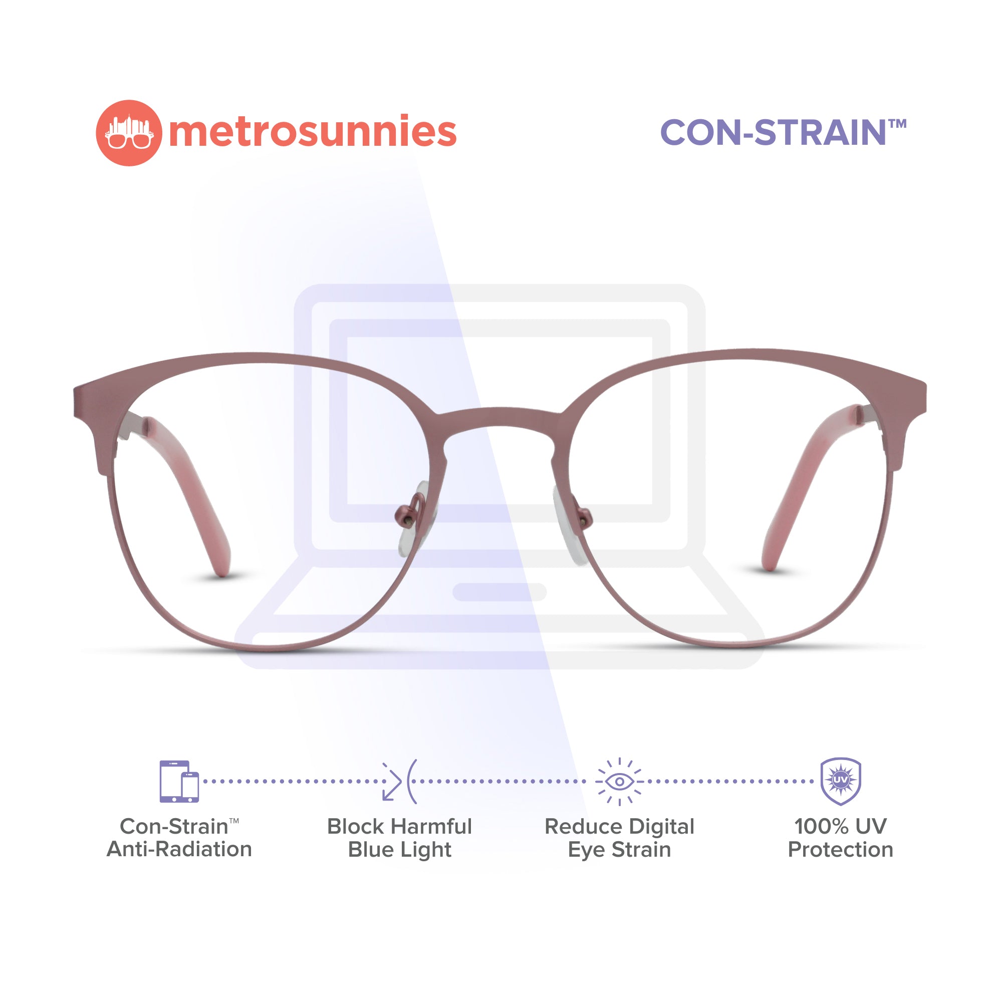 MetroSunnies Lauren Specs (Pink) / Replaceable Lens / Eyeglasses for Men and Women