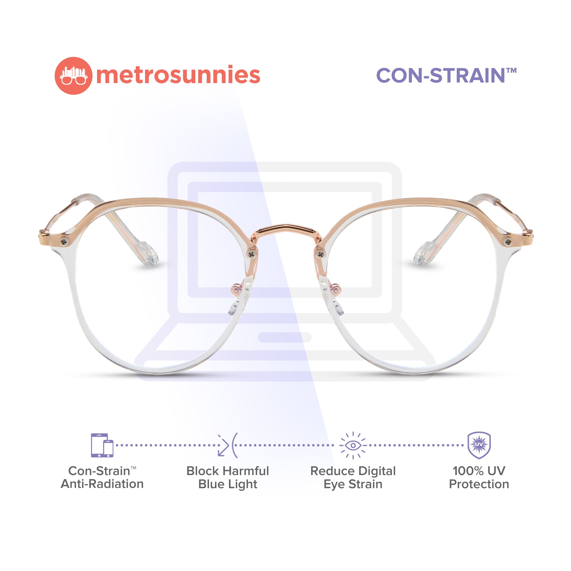 MetroSunnies Layla Specs (Clear) / Con-Strain Blue Light / Versairy / Anti-Radiation Eyeglasses