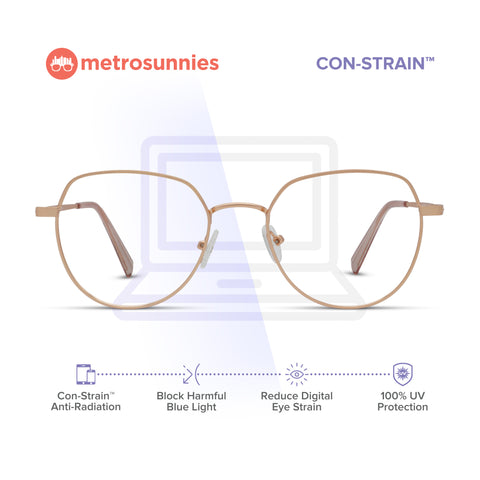 MetroSunnies Lily Specs (Rose Gold) / Con-Strain Blue Light / Anti-Radiation Computer Eyeglasses