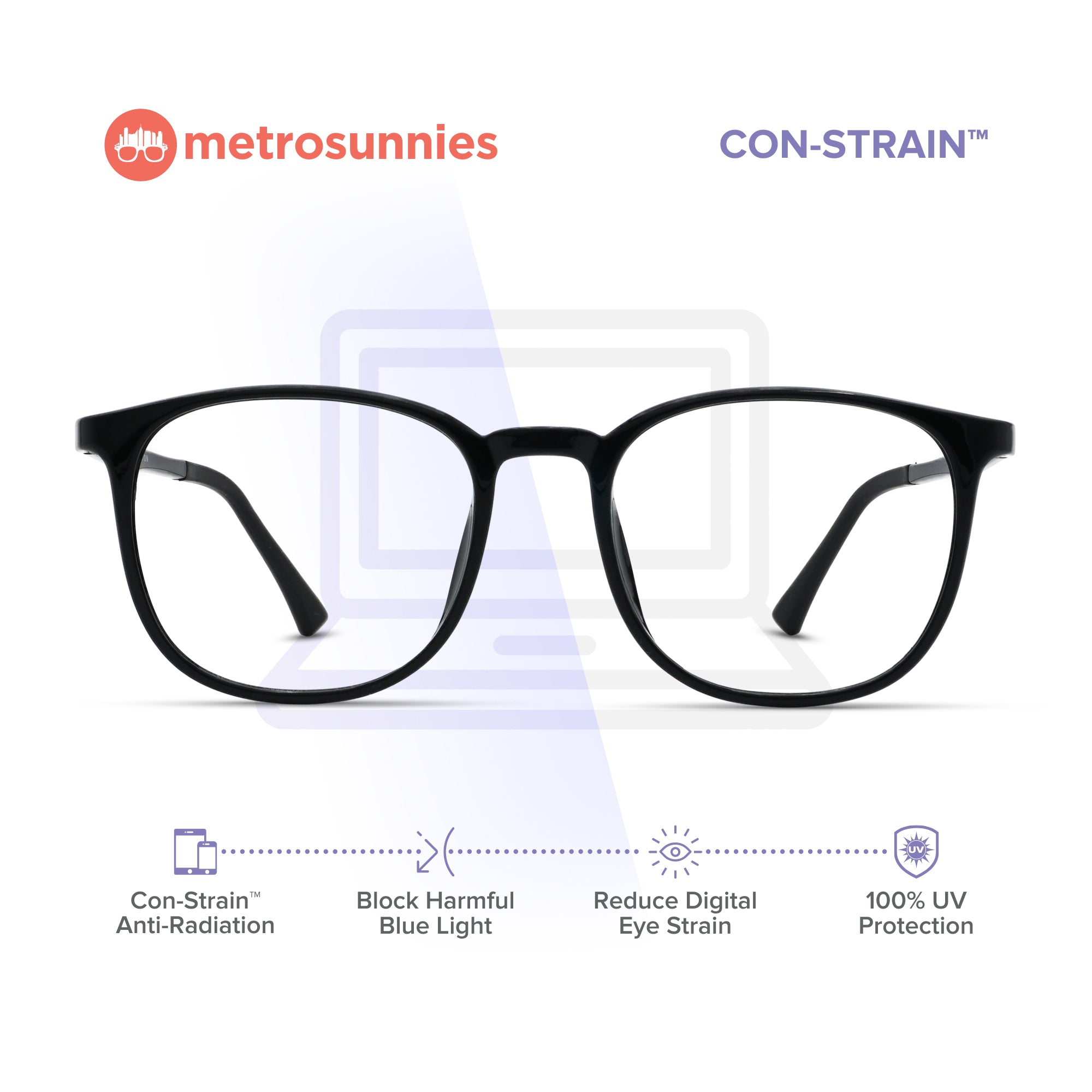 MetroSunnies Lion Specs (Black) / Con-Strain Blue Light / Versairy / Anti-Radiation Eyeglasses