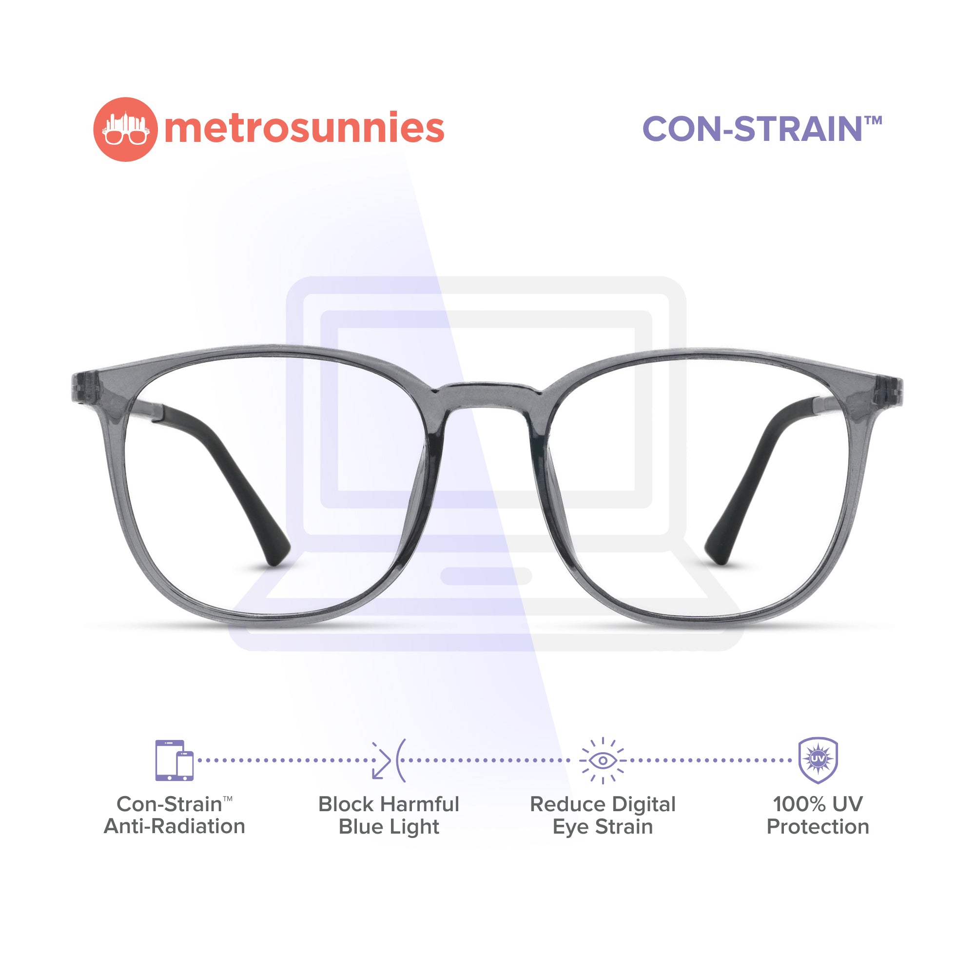 MetroSunnies Lion Specs (Gray) / Con-Strain Blue Light / Versairy / Anti-Radiation Eyeglasses