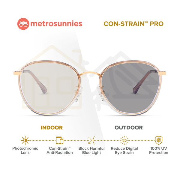 MetroSunnies Lisa Specs (Champagne) / Con-Strain Blue Light / Anti-Radiation Computer Eyeglasses