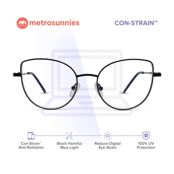 MetroSunnies Liv Specs (Black) / Replaceable Lens / Eyeglasses for Men and Women