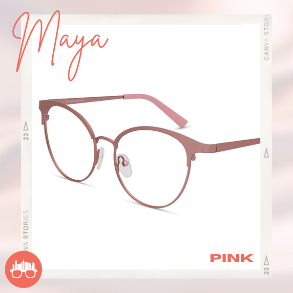 MetroSunnies Maya Specs (Pink) / Replaceable Lens / Eyeglasses for Men and Women