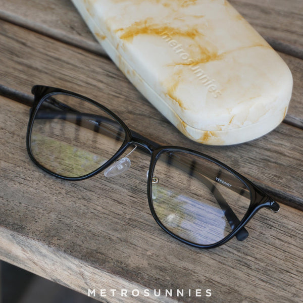 MetroSunnies Miles Specs (Black) / Replaceable Lens / Versairy Ultralight Weight / Eyeglasses