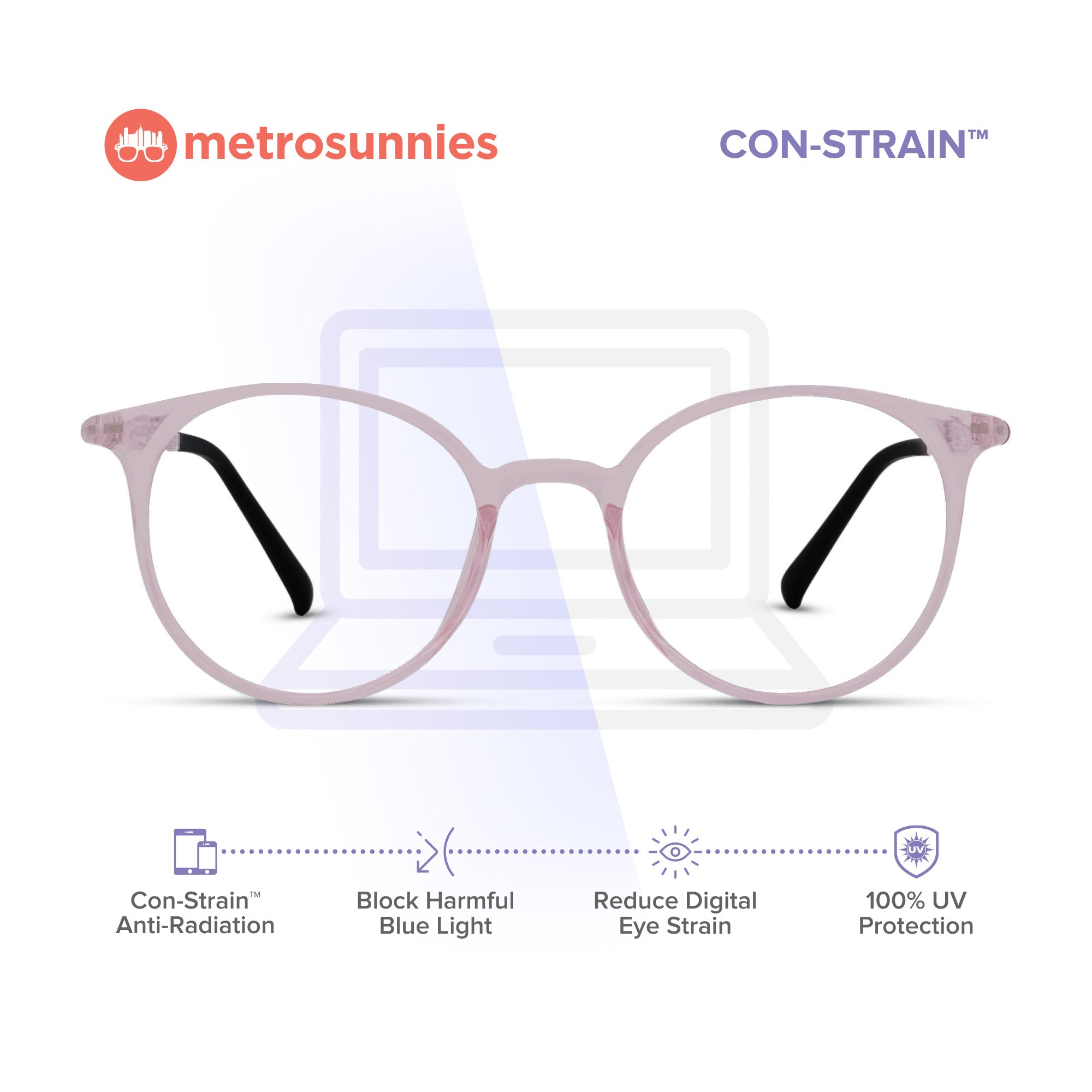 MetroSunnies Monarch Specs (Plum) / Con-Strain Blue Light / Versairy / Anti-Radiation Eyeglasses