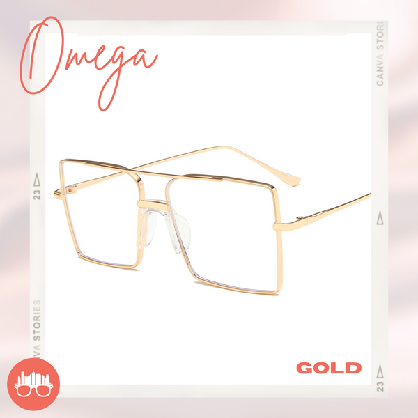 MetroSunnies Omega Specs (Gold) / Con-Strain Blue Light / Anti-Radiation Computer Eyeglasses