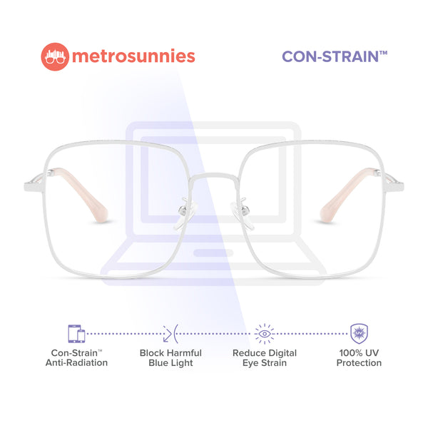 MetroSunnies Oslo Specs (Silver) / Con-Strain Blue Light / Anti-Radiation Computer Eyeglasses