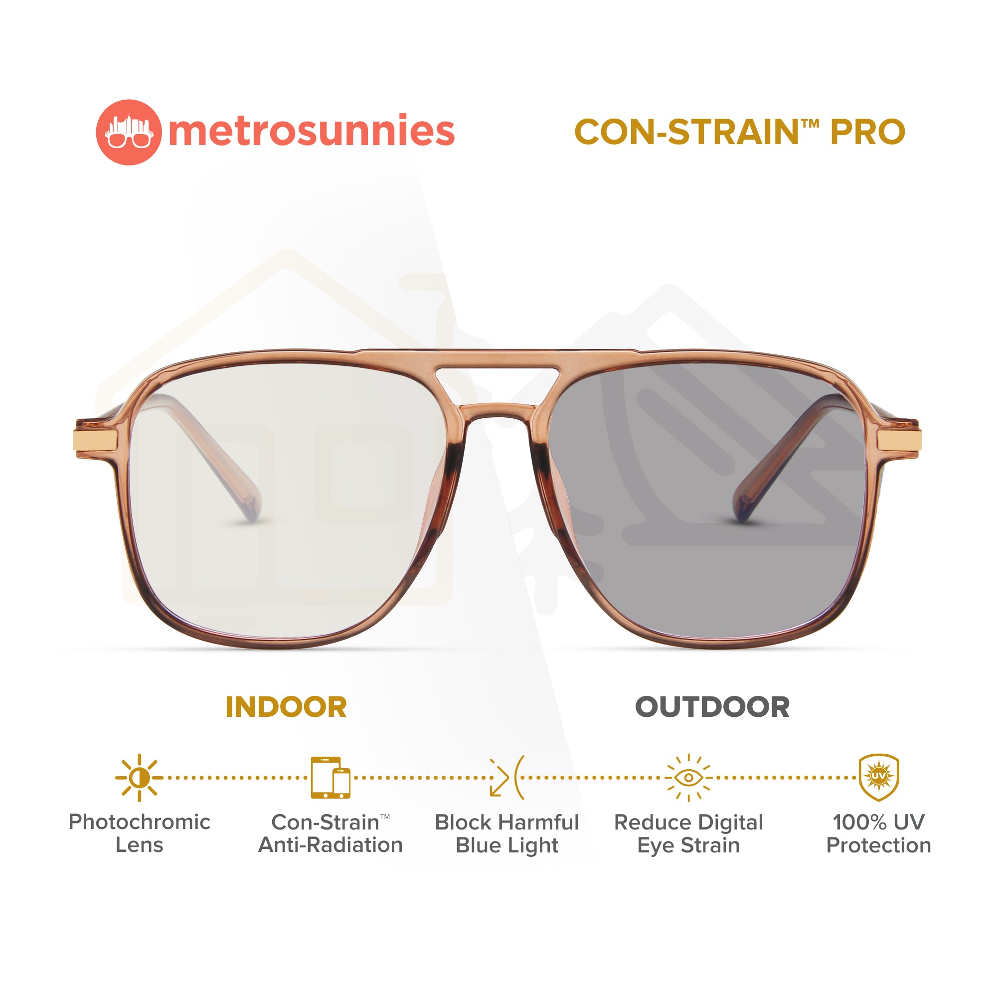MetroSunnies Paul Specs (Champagne) / Con-Strain Blue Light / Versairy / Anti-Radiation Eyeglasses