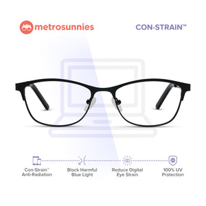 MetroSunnies Phillip Specs (Black) / Con-Strain Blue Light / Anti-Radiation Computer Eyeglasses