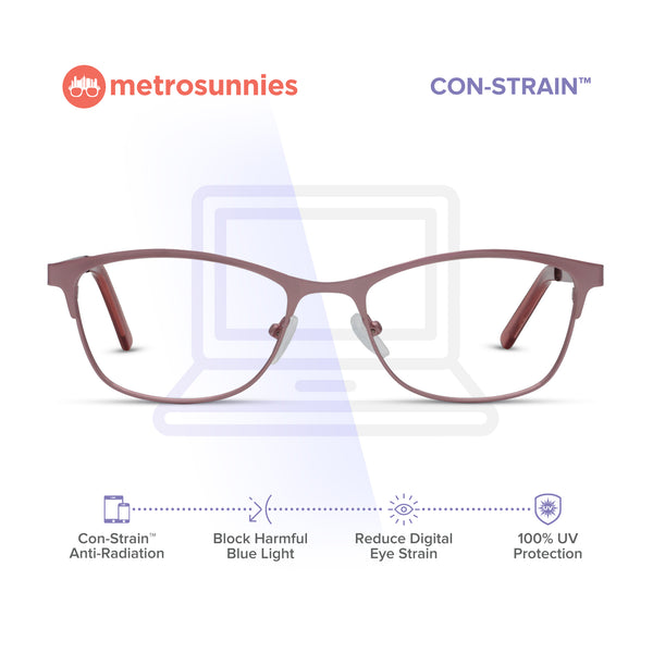 MetroSunnies Phillip Specs (Pink) / Con-Strain Blue Light / Anti-Radiation Computer Eyeglasses