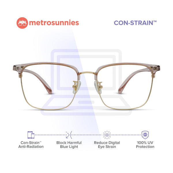 MetroSunnies Reed Specs (Peach) / Replaceable Lens / Eyeglasses for Men and Women