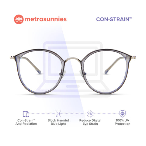 MetroSunnies Rei Specs (Gray) / Con-Strain Blue Light / Anti-Radiation Computer Eyeglasses