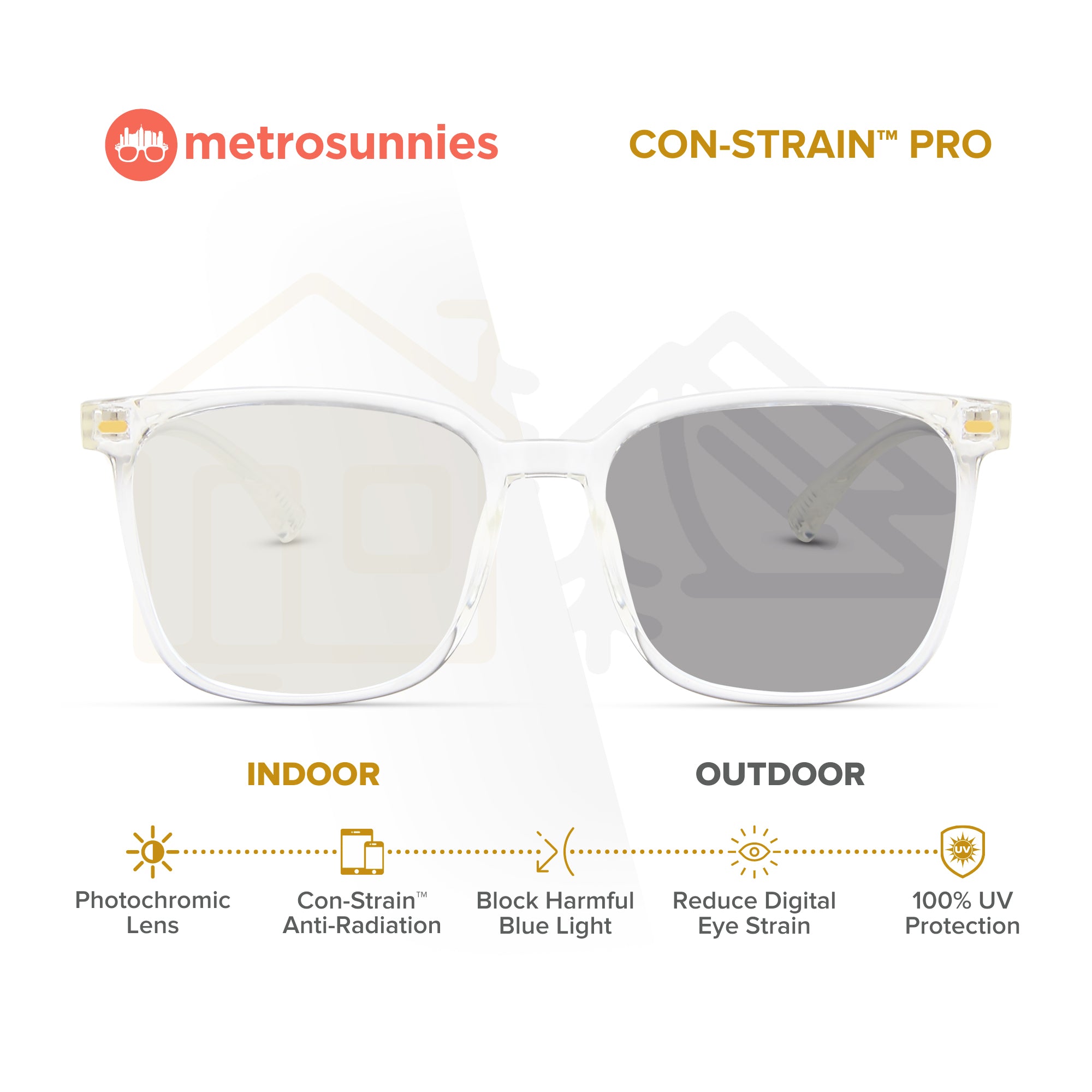 MetroSunnies Scott Specs (Clear) / Con-Strain Blue Light / Versairy / Anti-Radiation Eyeglasses