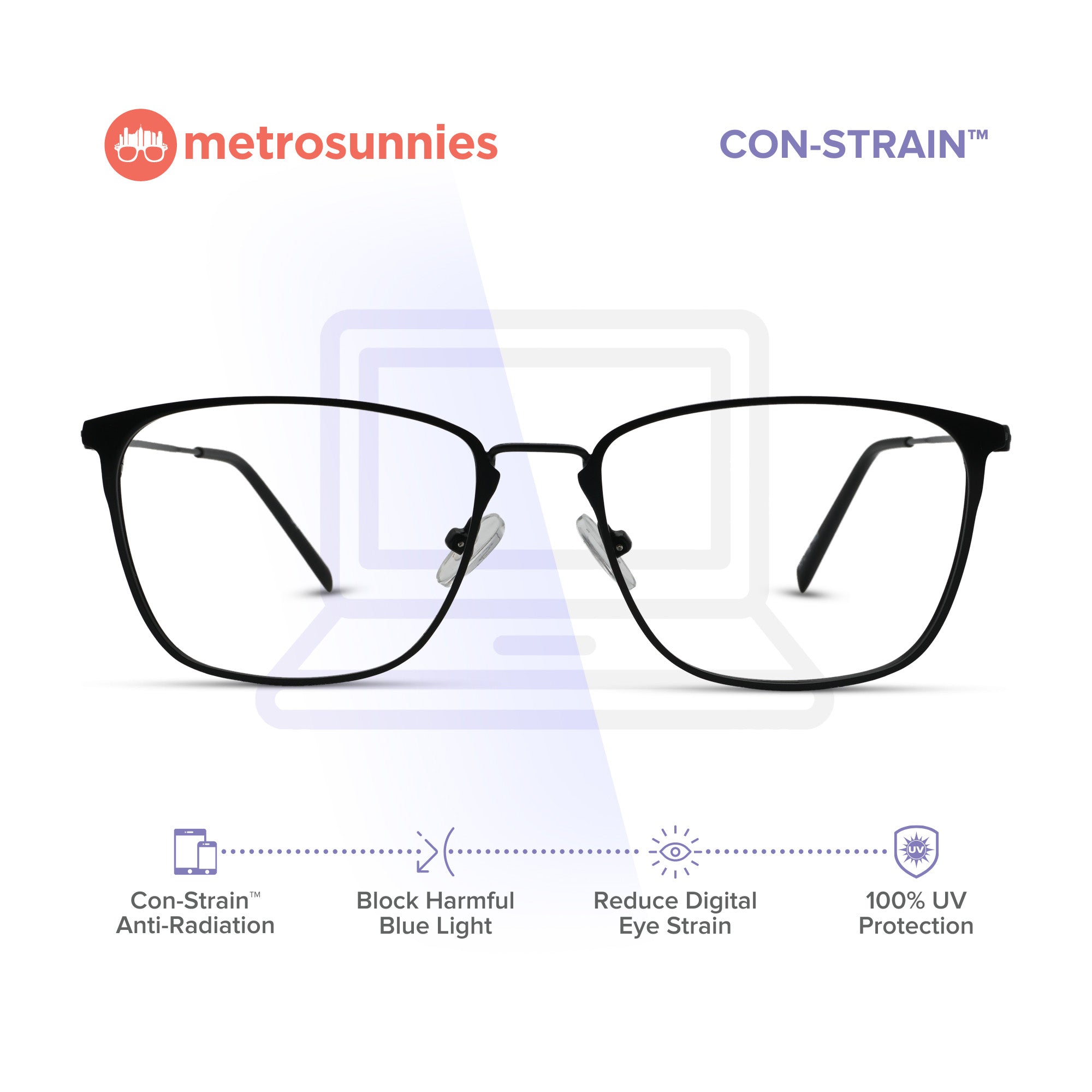 MetroSunnies Tatum Specs (Black) / Replaceable Lens / Eyeglasses for Men and Women