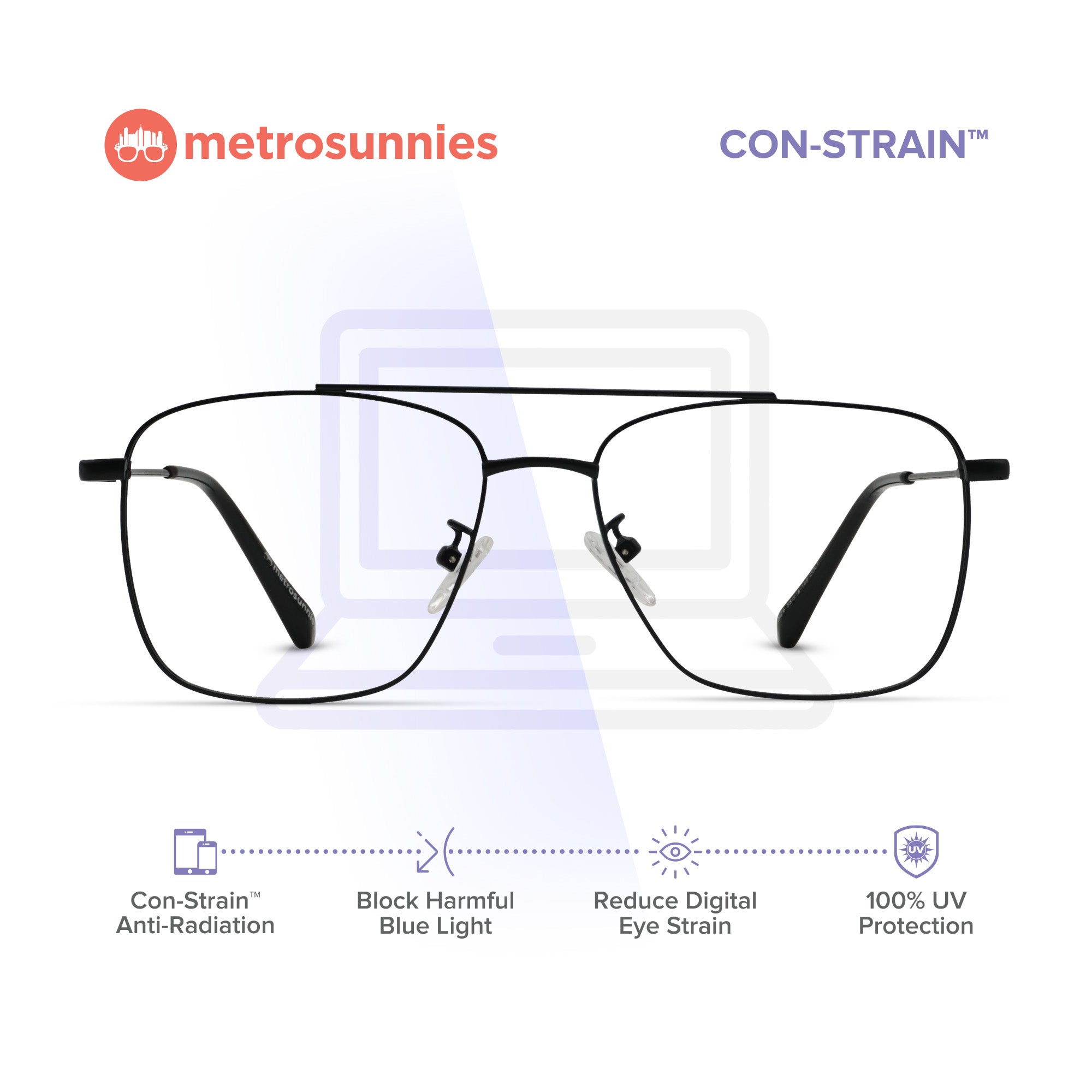 MetroSunnies Terry Specs (Black) / Replaceable Lens / Eyeglasses for Men and Women