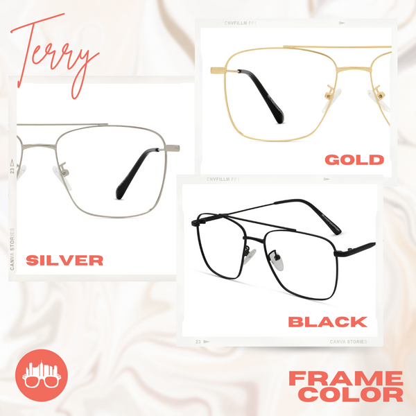MetroSunnies Terry Specs (Gold) / Replaceable Lens / Eyeglasses for Men and Women