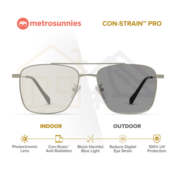 MetroSunnies Terry Specs (Silver) / Replaceable Lens / Eyeglasses for Men and Women