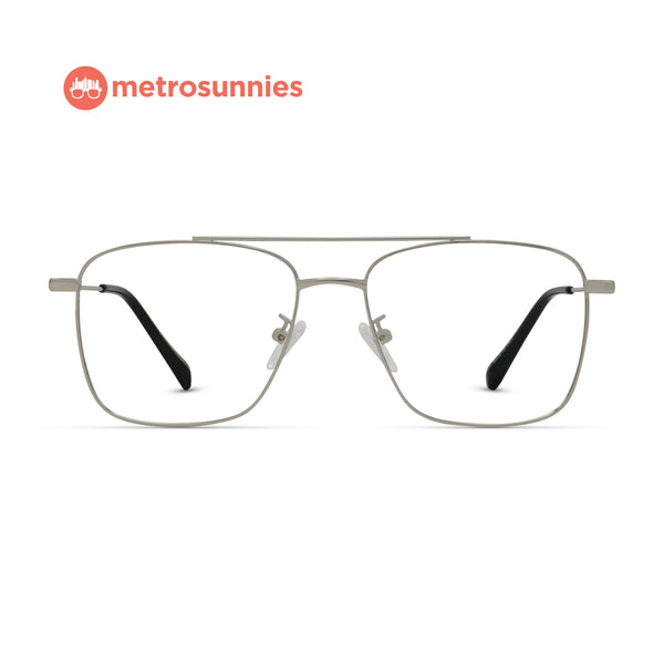 MetroSunnies Terry Specs (Silver) / Replaceable Lens / Eyeglasses for Men and Women