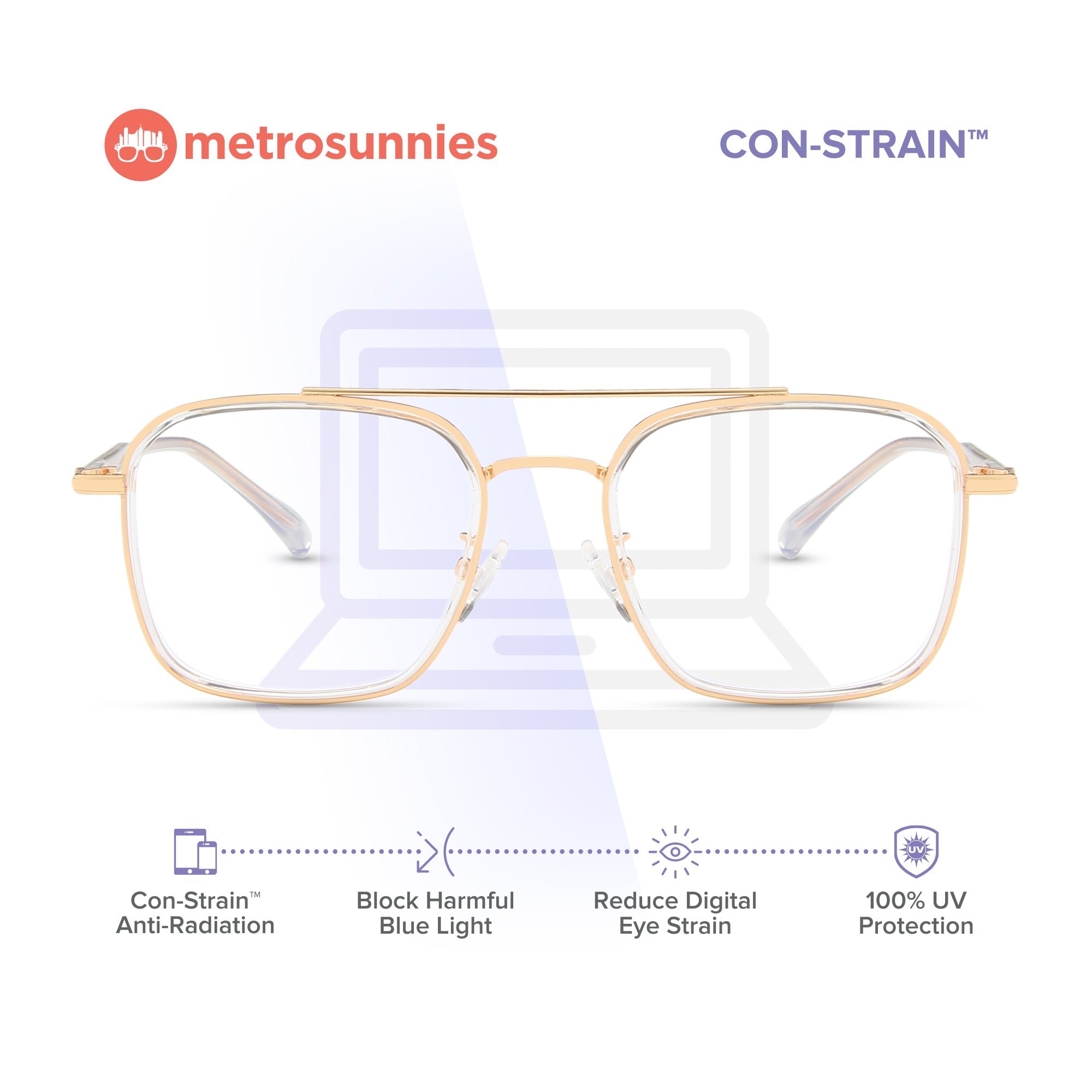 MetroSunnies Trisa Specs (Clear) / Con-Strain Blue Light / Versairy / Anti-Radiation Eyeglasses