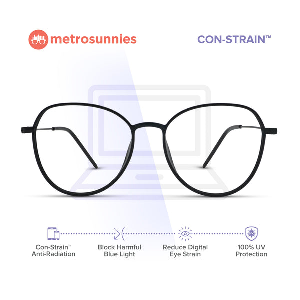 MetroSunnies Vina Specs (Black) / Replaceable Lens / Versairy Ultralight Weight / Eyeglasses
