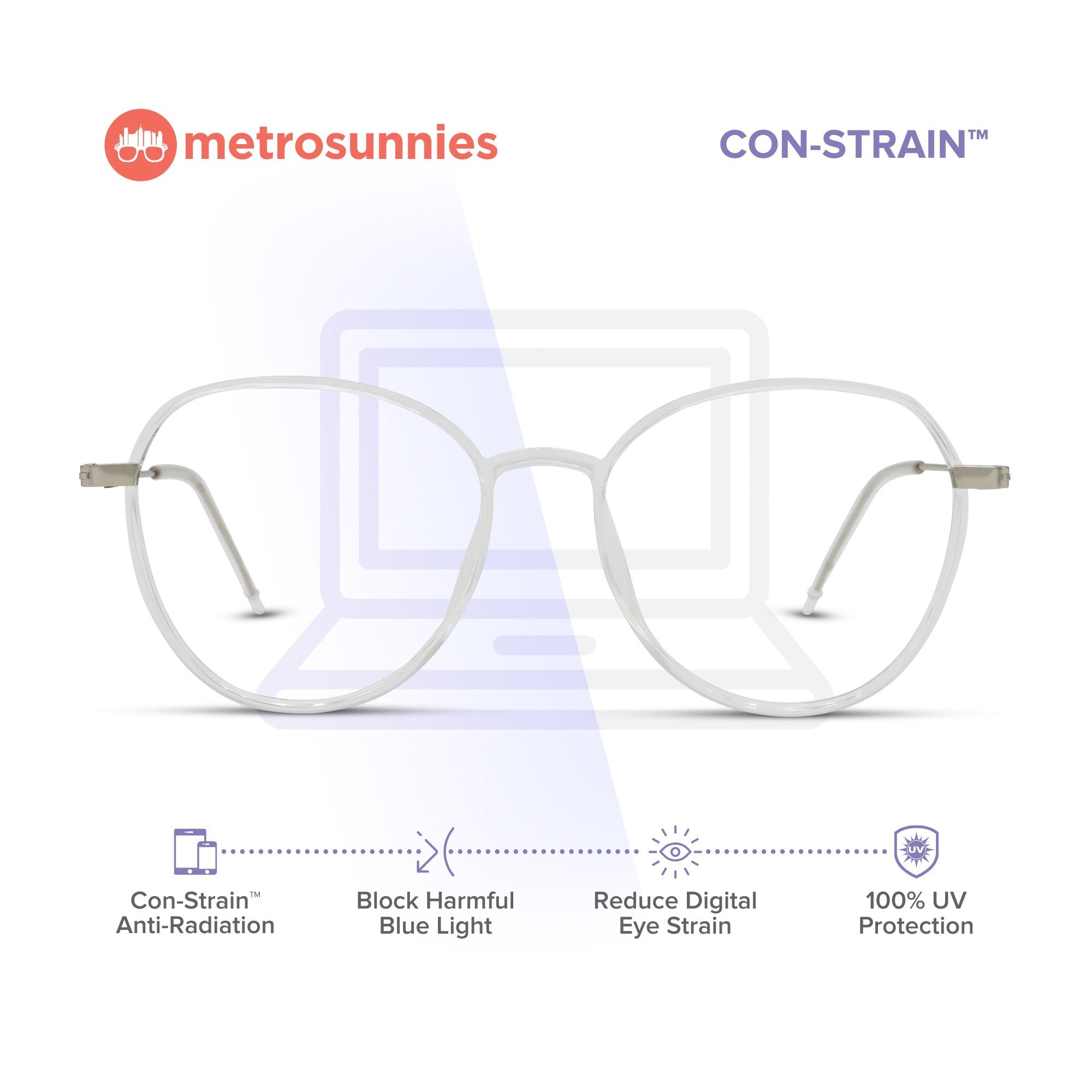 MetroSunnies Vina Specs (Clear) / Replaceable Lens / Versairy Ultralight Weight / Eyeglasses