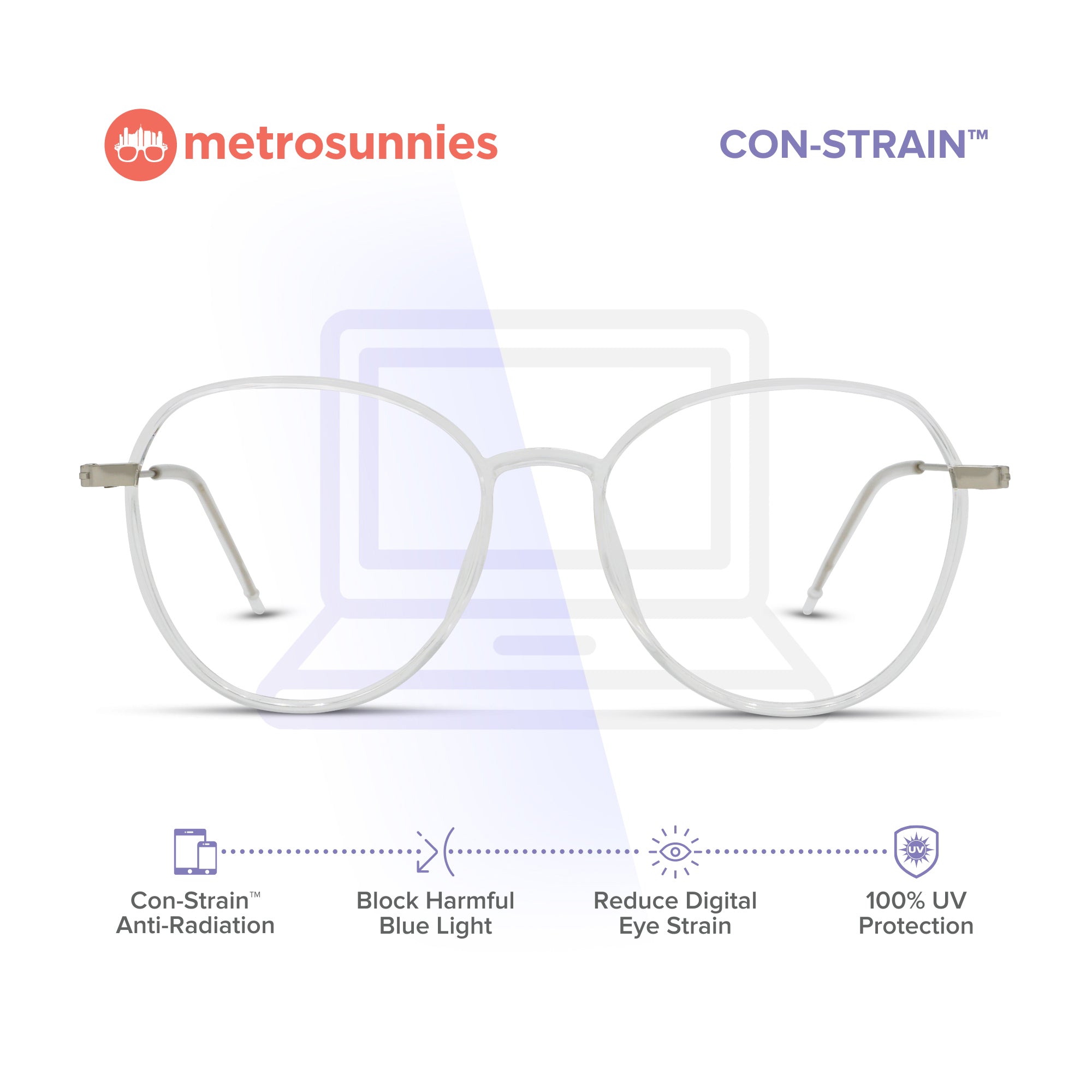 MetroSunnies Vina Specs (Clear) / Con-Strain Blue Light / Versairy / Anti-Radiation Eyeglasses
