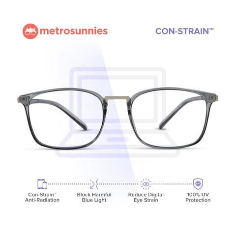 MetroSunnies Warren Specs (Gray) / Con-Strain Blue Light / Versairy / Anti-Radiation Eyeglasses