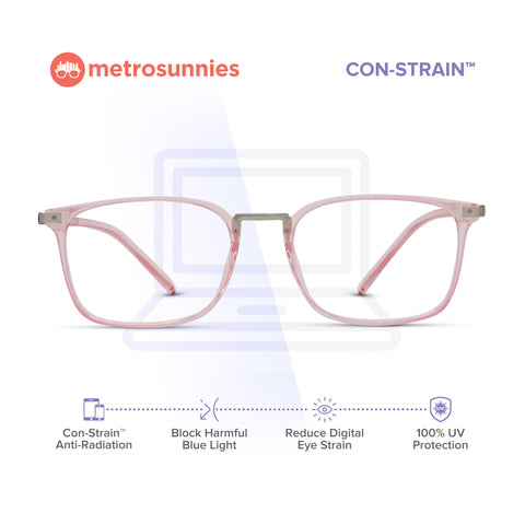 MetroSunnies Warren Specs (Pink) / Con-Strain Blue Light / Versairy / Anti-Radiation Eyeglasses