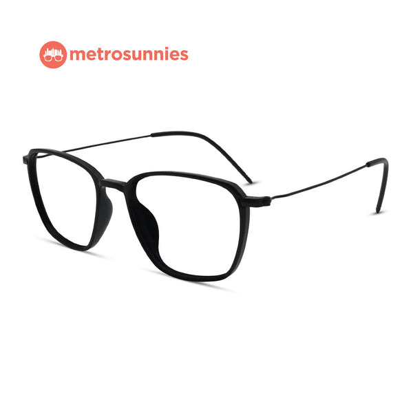MetroSunnies Wesley Specs (Black) / Replaceable Lens / Versairy Ultralight Weight / Eyeglasses