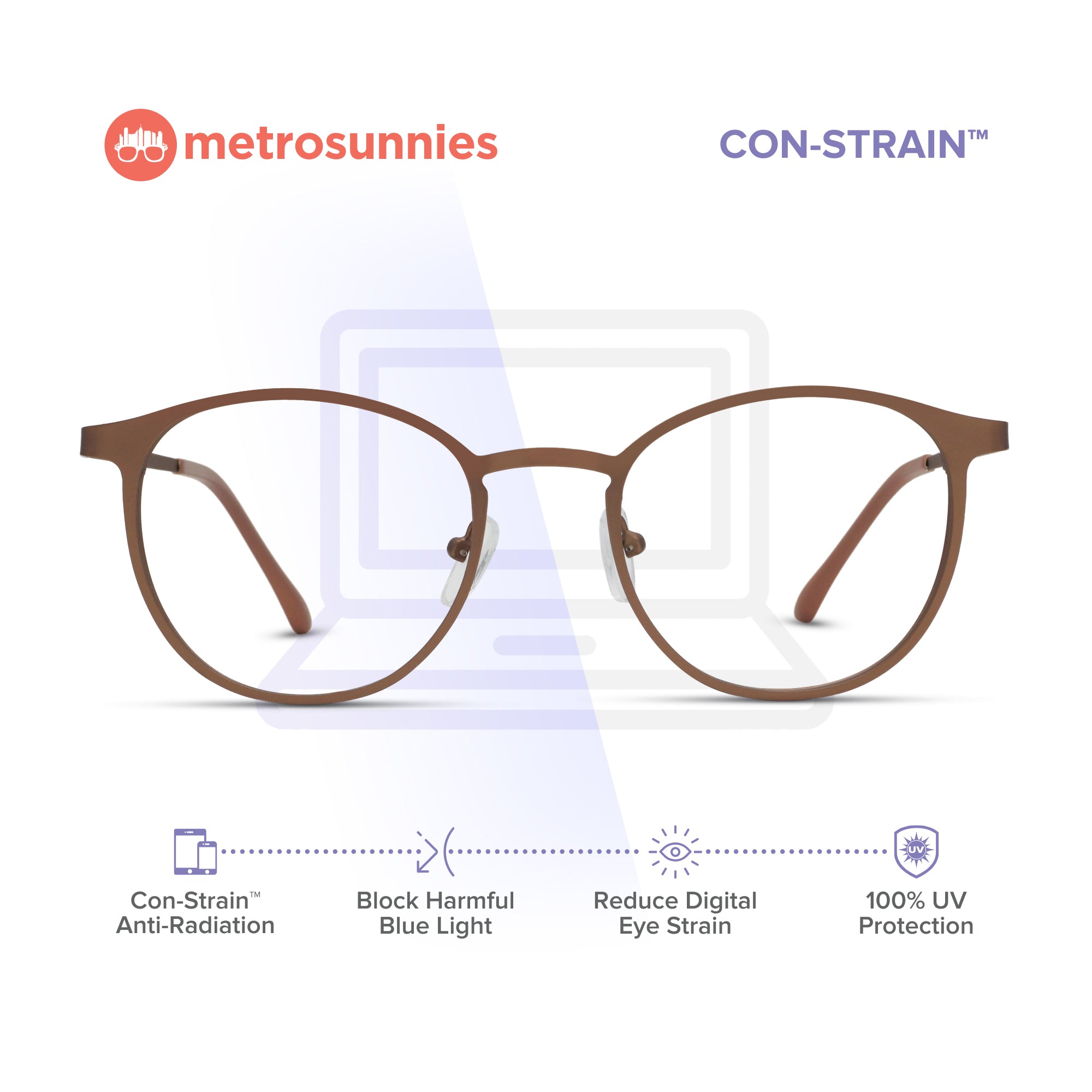 MetroSunnies Willow Specs (Nude) / Con-Strain Blue Light / Anti-Radiation Computer Eyeglasses